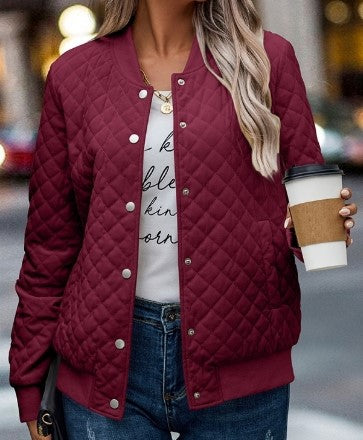 Plaid Stitch Bomber Jacket